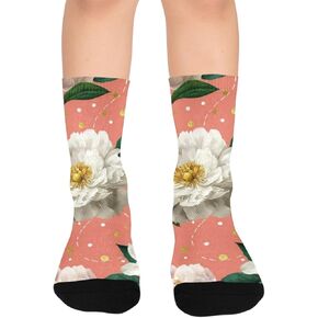 جوارب الفاوانيا الذهبية المنقطة البيضاء للمشي لمسافات طويلة - جوارب شتوية حرارية سميكة دافئة للأولاد والبنات للمدرسة، والارتداء اليومي والأنشطة الخارجية in Kuwait