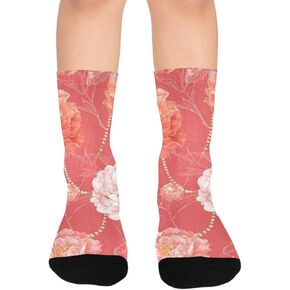 جوارب المشي لمسافات طويلة على شكل زهرة الفاوانيا الفنية - جوارب شتوية حرارية سميكة دافئة للأطفال الصغار للأولاد والبنات للمدرسة، والارتداء اليومي والأنشطة الخارجية in Kuwait