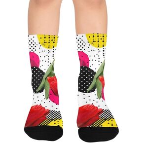 جوارب ريترو توليب بلوم للمشي لمسافات طويلة - جوارب شتوية حرارية سميكة دافئة للأطفال الصغار للأولاد والبنات للمدرسة، والارتداء اليومي والأنشطة الخارجية in Kuwait