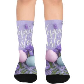 جوارب أرجوانية للمشي لمسافات طويلة على شكل بيضة عيد الفصح من باستيل - جوارب شتوية حرارية سميكة دافئة للأولاد والبنات للمدرسة، والارتداء اليومي والأنشطة الخارجية in Kuwait