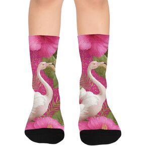 جوارب Flamingos Hibiscus Bloom للتنزه سيرًا على الأقدام - جوارب شتوية سميكة دافئة للأولاد والبنات الصغار للمدرسة، والارتداء اليومي والأنشطة الخارجية in Kuwait