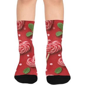 جوارب المشي لمسافات طويلة على شكل قلب مصاصة بالنعناع - جوارب شتوية حرارية سميكة دافئة للأولاد والبنات للمدرسة، والارتداء اليومي والأنشطة الخارجية in Kuwait