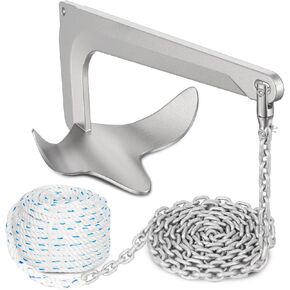 طقم مرساة القارب من الصلب المجلفن بروس ستايل مخلب مرساة، HT G4 سلسلة بحرية قصيرة الارتباط، حبل نايلون 3 حبلا، موصل دوار لصيد القوارب، الإبحار 18 20 21 22 23 24 25 26 27 28 32 35FT قوارب in Kuwait