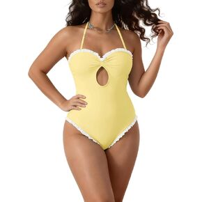 UAURORAO Women Sexy Backless One Piece Swimsuit Polka Dot Monokini Spaghetti Strap Cut Out Bathing Suit Swimwear in Kuwait
