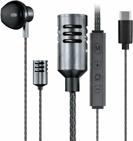 Karaoke Headset with Integrated Mic & Built-in Sound Card, Type-C in-Ear Monitoring Headset for Singing & Vocal Recording, Echo Effect & Real-Time Audio, Compatible with TikTok, Smule & Karaoke Apps in Saudi Arabia