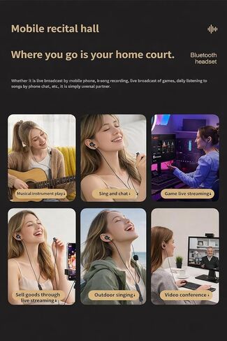 Karaoke Headset with Integrated Mic & Built-in Sound Card, Type-C in-Ear Monitoring Headset for Singing & Vocal Recording, Echo Effect & Real-Time Audio, Compatible with TikTok, Smule & Karaoke Apps in Saudi Arabia