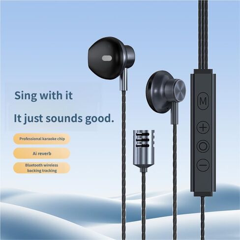 Karaoke Headset with Integrated Mic & Built-in Sound Card, Type-C in-Ear Monitoring Headset for Singing & Vocal Recording, Echo Effect & Real-Time Audio, Compatible with TikTok, Smule & Karaoke Apps in Saudi Arabia