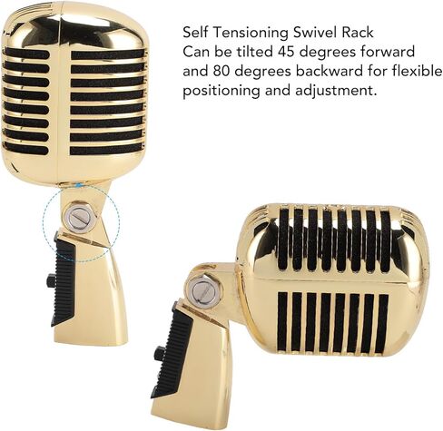 Retro Dynamic Vocal Microphone, Professional Classic Microphone with Self Tensioning Rack, Old Vintage Cardioid Mic for Live Performance Karaoke (Bluetooth not supported) in Saudi Arabia