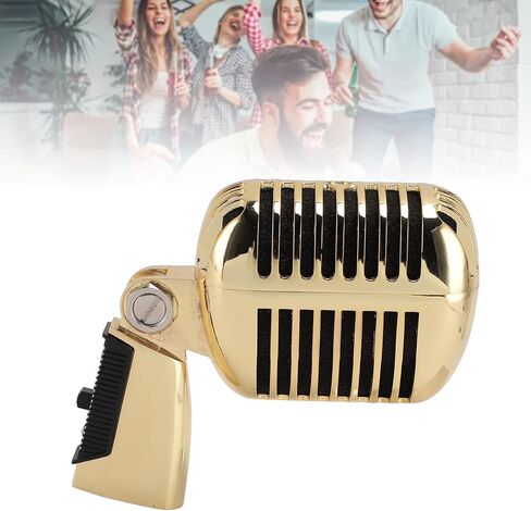 Retro Dynamic Vocal Microphone, Professional Classic Microphone with Self Tensioning Rack, Old Vintage Cardioid Mic for Live Performance Karaoke (Bluetooth not supported) in Saudi Arabia