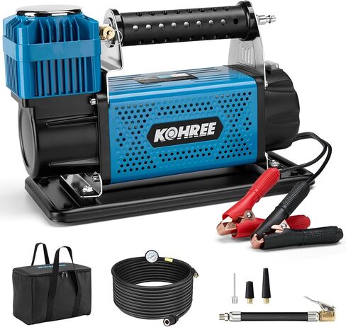 ضاغط هواء كوهري 12 فولت، ضاغط هواء محمول 7.06 قدم مكعب في الدقيقة عالي التحمل مع مقياس ضغط رقمي، بحد أقصى 150 رطل لكل بوصة مربعة 12 فولت منفاخ إطارات AirCtrl لإطارات سيارات الدفع الرباعي، مركبة 4x4 in Kuwait