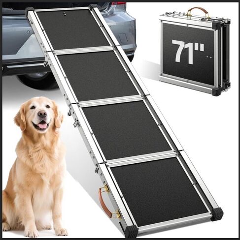 Dog Ramp for Car, Extra Long 71"Dog Ramp Folding Pet Ramp for Large Dogs with Non-Slip Rug Surface, Dog Ramps up to 330 lb for Car SUV Truck Bed Couch in Kuwait