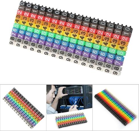 150Pcs 1.5mm² Color Numbered Cable Markers, Snap On Wire Number Tags, Plastic Clip Type Cable Labels Bright Color Coded Markers for Electrical/Network Wire Identification in Saudi Arabia
