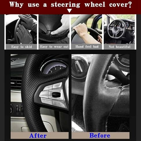 Steering Wheel Cover for Megane 2 2002-2009 for Kangoo (ZE) 2008-2013 for Scenic 2 2003-2010 DIY Car Steering Wheel Cover Hand-Stitched Car Steering Wheel Cover in Saudi Arabia
