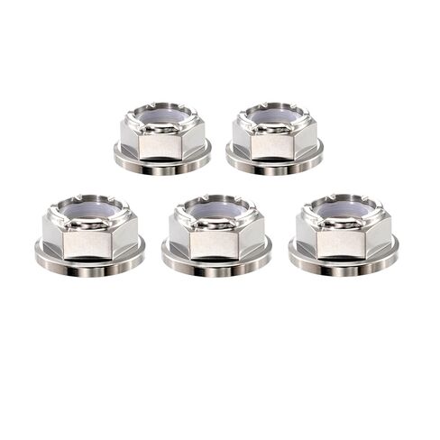 RISON Titanium Nut Flange Nylon Lock Nut GR5 6AL4V Titanium Flange Nylon Lock Nut Pack of 5 (M4x0.6mm, Titanium Silver) in Kuwait