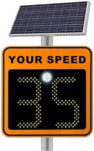 Solar Powered Radar Speed Limit Sign 24"x24" - Flashing Speed Display, IP65 Waterproof Traffic Indicator for Enhanced Road Safety in Saudi Arabia