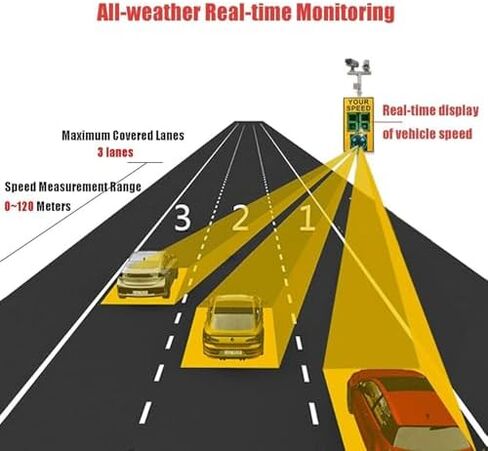Solar Powered Radar Speed Limit Sign 24"x24" - Flashing Speed Display, IP65 Waterproof Traffic Indicator for Enhanced Road Safety in Saudi Arabia