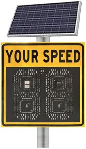 Solar Powered Radar Speed Limit Sign 24"x24" - Flashing Speed Display, IP65 Waterproof Traffic Indicator for Enhanced Road Safety in Saudi Arabia