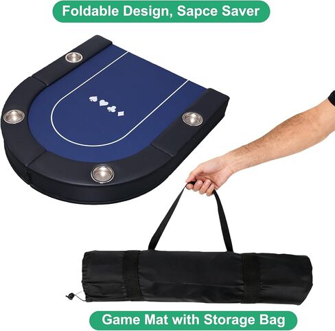 8 Players Foldable Poker Table with Cup Holders, Collapsible Texas Holdem Poker Table with Reversible Game Mat, Suitable for Home Party, Casino, Poker Night, etc. in Saudi Arabia