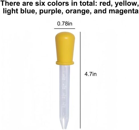 6 Pack Liquid Pipettes Droppers, 5ml Silicone Clear Medicine Eye Dropper with Bulb Tip and Measurement Scale for Measuring and Transferring a Variety of Liquids (6 Colors) in Saudi Arabia