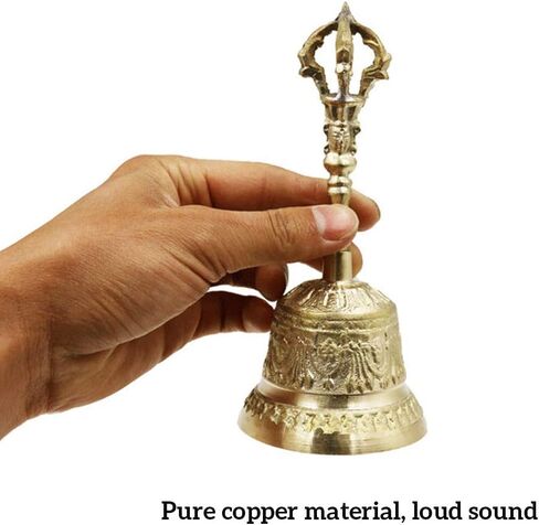 Handmade Bell, Handcrafted Hand Bell, Handcrafted Bell, Tibetan Buddhist, Brass Material, Meditation Alarm Prayer (As Shown) in Kuwait