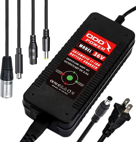 شاحن سكوتر QDD 42 فولت 2 أمبير مع منفذ تيار مستمر أنثى 5.5 مم - 2.1 مم ومقابس 4 في 1 عالمية لبطارية ليثيوم 36 فولت 10 ثانية in Kuwait
