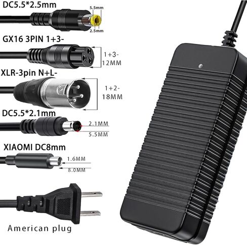 شاحن سكوتر QDD 42 فولت 2 أمبير مع منفذ تيار مستمر أنثى 5.5 مم - 2.1 مم ومقابس 4 في 1 عالمية لبطارية ليثيوم 36 فولت 10 ثانية in Kuwait