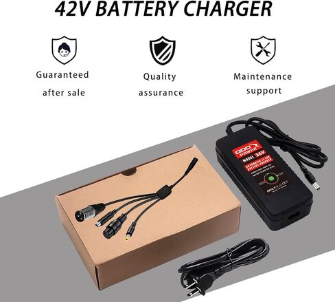 شاحن سكوتر QDD 42 فولت 2 أمبير مع منفذ تيار مستمر أنثى 5.5 مم - 2.1 مم ومقابس 4 في 1 عالمية لبطارية ليثيوم 36 فولت 10 ثانية in Kuwait