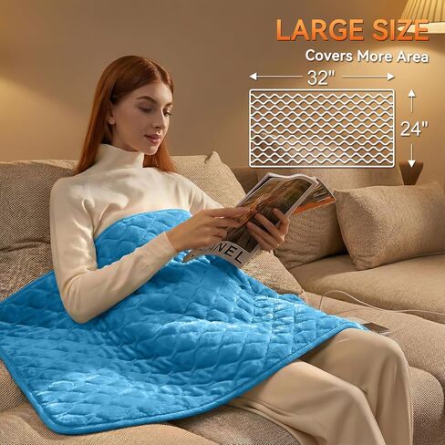 وسادة تدفئة بحجم كينج لآلام الظهر 32 بوصة × 24 بوصة وسادة تدفئة كهربائية كبيرة جدًا لتخفيف تشنجات الدورة الشهرية والجسم والرقبة والكتف وإيقاف تلقائي لإعدادات درجة الحرارة، يمكن غسلها في الغسالة باللون الأزرق in Kuwait