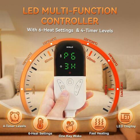 وسادة تدفئة بحجم كينج لآلام الظهر 32 بوصة × 24 بوصة وسادة تدفئة كهربائية كبيرة جدًا لتخفيف تشنجات الدورة الشهرية والجسم والرقبة والكتف وإيقاف تلقائي لإعدادات درجة الحرارة، يمكن غسلها في الغسالة باللون الأزرق in Kuwait