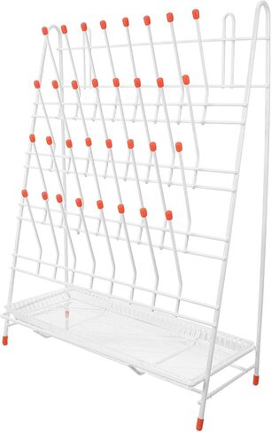 Luxshiny Laboratory 32-peg Test Tube Drying Rack, Plastic-Coated Metal Draining Stand for Beakers and Glassware, Space-Saving Lab Drying Holder Suitable for Scientific and Educational Use in Saudi Arabia