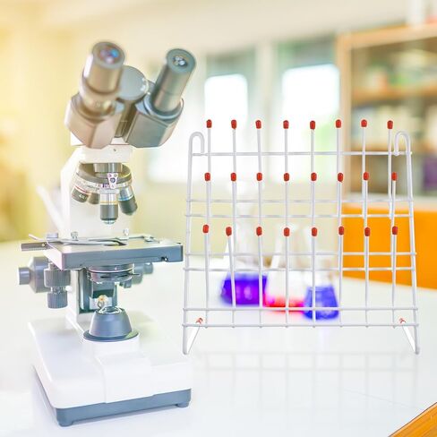 ULTECHNOVO Laboratory Tube Drying Rack 24-Position Plastic-Coated Metal Test Tube Draining Holder Glassware Drying Stand for Scientific Lab Use in Saudi Arabia
