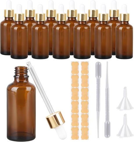 12-Pack 50ml Clear Glass Dropper Bottles, 1.7 oz Reusable Essence Tincture Bottles for Essential Oils, Laboratory Chemicals & Travel Storage in Saudi Arabia