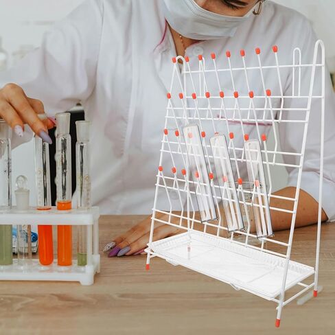 GARVALON Laboratory Tube Drying Rack with 32 Slots, Wire Glassware Beaker Draining Rack for Lab Use, Standing Test Tube Holder for Efficient Water Drainage and Bottle Drying in Kuwait