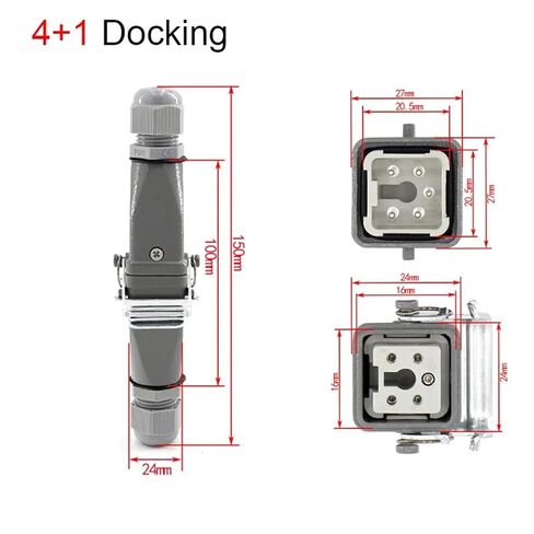 1Pcs Heavy Duty Connector 4core (3+1) 5core (4 +1) 6core (5+1) 8core (7+1) 10A Rectangular Plugs(5 Core Docking) in Saudi Arabia