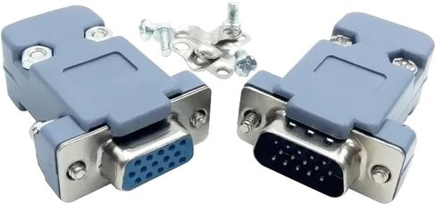 DB15 15 Hole Pin 3 Rows Parallel VGA Port Adapter Male Female Socket Solder Welded Connector+Plastic Shell Cover 1Pcs(Male) in Saudi Arabia
