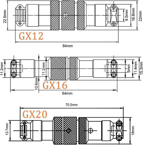 5Pcs GX16 Plugs Socket Butt 2/3/4/5/6/7/8/9/10 Pin Male Female M16 Docking Connector(6Pin Docking Male) in Saudi Arabia