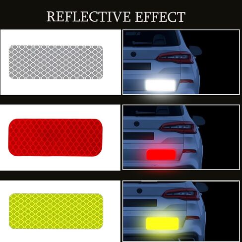 ملصقات عاكسة - 90 قطعة من شريط عاكس للضوء عالي الوضوح وشريط مقاوم للماء وشريط تحذير للسلامة للسيارات والدراجات النارية وصناديق البريد وخوذة المقطورة والمزيد، 1.18 × 3.15 بوصة in Kuwait