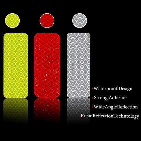 ملصقات عاكسة - 90 قطعة من شريط عاكس للضوء عالي الوضوح وشريط مقاوم للماء وشريط تحذير للسلامة للسيارات والدراجات النارية وصناديق البريد وخوذة المقطورة والمزيد، 1.18 × 3.15 بوصة in Kuwait