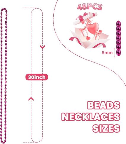 48 Pack Mardi Gras Beads Necklaces, 30 Inch Macaron Plastic Beads for Party Favors, Festival Decorations, Parade Throws, Christmas, St. Patrick's Day Celebrations (Oval) in Saudi Arabia
