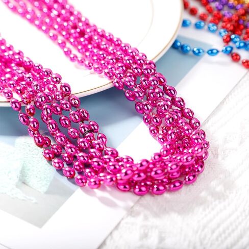 48 Pack Mardi Gras Beads Necklaces, 30 Inch Macaron Plastic Beads for Party Favors, Festival Decorations, Parade Throws, Christmas, St. Patrick's Day Celebrations (Oval) in Saudi Arabia