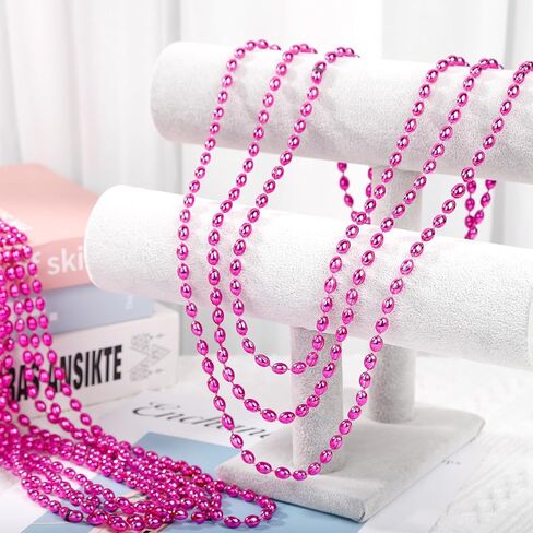 48 Pack Mardi Gras Beads Necklaces, 30 Inch Macaron Plastic Beads for Party Favors, Festival Decorations, Parade Throws, Christmas, St. Patrick's Day Celebrations (Oval) in Saudi Arabia