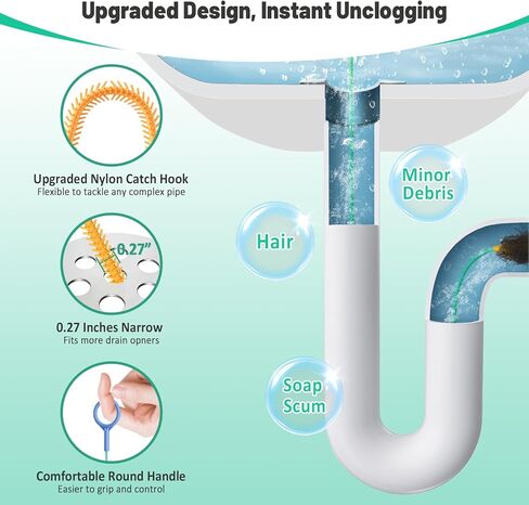 مزيل انسداد تصريف شعر الأفعى القابل لإعادة الاستخدام مقاس 30 بوصة، 2026 أداة إزالة شعر استنزاف الحوض المحدثة، منظف استنزاف دش معدني مضاد للكسر لفتح حوض الحمام المسدود، حوض (5) in Kuwait