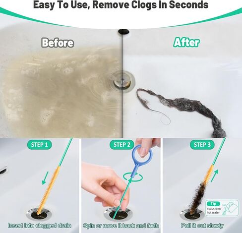مزيل انسداد تصريف شعر الأفعى القابل لإعادة الاستخدام مقاس 30 بوصة، 2026 أداة إزالة شعر استنزاف الحوض المحدثة، منظف استنزاف دش معدني مضاد للكسر لفتح حوض الحمام المسدود، حوض (5) in Kuwait