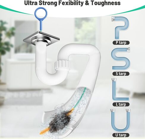 مزيل انسداد تصريف شعر الأفعى القابل لإعادة الاستخدام مقاس 30 بوصة، 2026 أداة إزالة شعر استنزاف الحوض المحدثة، منظف استنزاف دش معدني مضاد للكسر لفتح حوض الحمام المسدود، حوض (5) in Kuwait