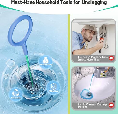 مزيل انسداد تصريف شعر الأفعى القابل لإعادة الاستخدام مقاس 30 بوصة، 2026 أداة إزالة شعر استنزاف الحوض المحدثة، منظف استنزاف دش معدني مضاد للكسر لفتح حوض الحمام المسدود، حوض (5) in Kuwait