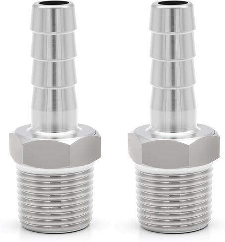 الفولاذ المقاوم للصدأ 1/2 "ذكر NPT إلى 3/8" خرطوم بارب تركيبات محول شائك خالي من الرصاص تجهيزات أنابيب المشروب المنزلية (حزمة من 2) in Saudi Arabia