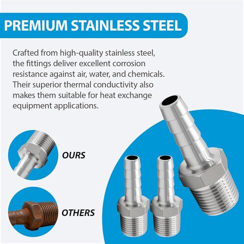 الفولاذ المقاوم للصدأ 1/2 "ذكر NPT إلى 3/8" خرطوم بارب تركيبات محول شائك خالي من الرصاص تجهيزات أنابيب المشروب المنزلية (حزمة من 2) in Saudi Arabia