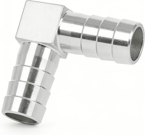 304 الفولاذ المقاوم للصدأ 5/8 "× 5/8" خرطوم شائك بارب الكوع 90 درجة L الزاوية اليمنى المناسبة مع 4 مشابك خرطوم، حزمة من 2 in Kuwait