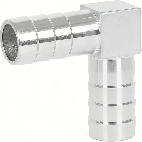 304 الفولاذ المقاوم للصدأ 5/8 "× 5/8" خرطوم شائك بارب الكوع 90 درجة L الزاوية اليمنى المناسبة مع 4 مشابك خرطوم، حزمة من 2 in Kuwait