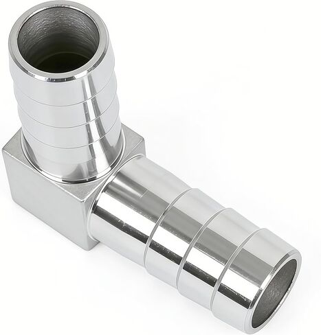 304 الفولاذ المقاوم للصدأ 5/8 "× 5/8" خرطوم شائك بارب الكوع 90 درجة L الزاوية اليمنى المناسبة مع 4 مشابك خرطوم، حزمة من 2 in Kuwait